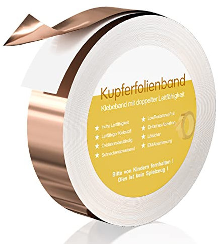 Cong.Lai Kupferband Gegen Schnecken: Schneckenschutz 30mm x20m Hochbeete für Garten Schneckenzaun, Selbstklebend EMI Abschirmband, Kupferband Kann ersetzen Schneckenkorn, Schneckenkragen