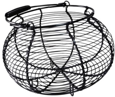 KESOTO Cesta de Alambre para Huevos, Contenedor, Soporte para Huevos, Cesta Recogedora de Huevos para Comida, Pan, Aperitivos, Huevos, Negro, Individual