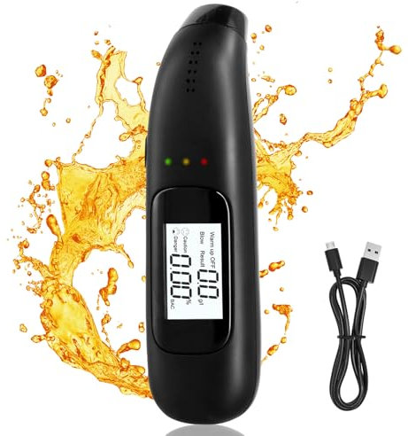 Mapille Etilometro Portatile, Etilometro Professionale con Display Digitale LCD e Chip ad Alta Sensibilità, Ricaricabile Alcool Test Portatile, Alcol Test Senza Contatto per Uso Personale
