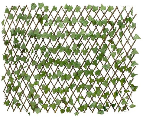 Treillis de saule avec lierre artificiel extensible - 140 x 110 cm - Treillis en bois pour plantes grimpantes - Aide à grimper