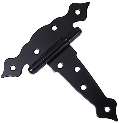 NUOBESTY Charnières de Porte de Grange T Robustes Noires en Fer 5 Pouces Charnières de Portail Résistantes pour Cabanon Clôture Porte Extérieure Usage Extérieur Solide