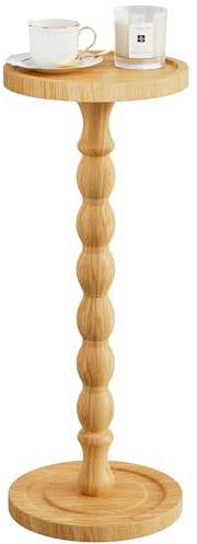 Wooden Round Side Table, Round Bar Table, Small End Table-Pale wood | Coffee Table for Home Bar Pub, Solid Wood Leg, Coffee Tea Dining Bistro Table, for Small Spaces, Bedroom, Sofa