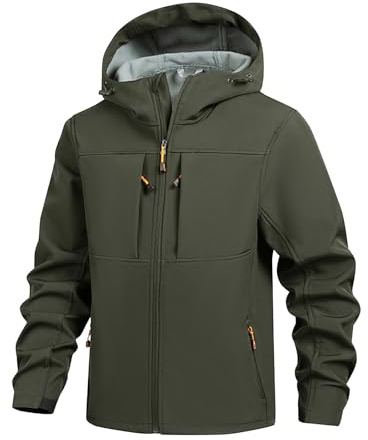Abrigo Largo Hombre Chaqueta De Chaquetas Polar Invierno Verde Militar Montaña Forro Chaquetas De Caza con Capucha Ropa Caza Cremallera Polar Chaqueta Hombre Verde Militar XL