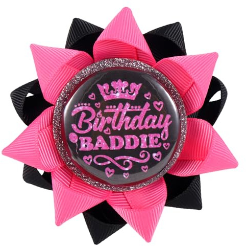 Birthday Baddie Badge Brooch, Tinplate Ribbon Happy Birthday Button Pin