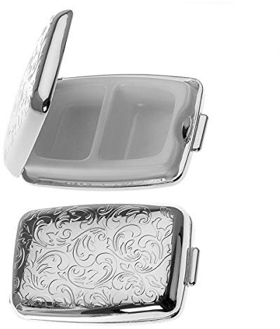 SILBERKANNE Pillendose, Zahndose, Haardose 2 Fächer 4,5x6,5x1,5 cm edel versilbert in Premium Verarbeitung