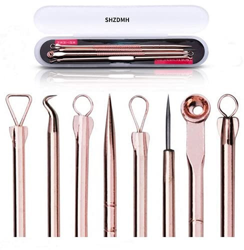 Blackhead Remover Pimple Comedone Extractor Tool Acne Kit - Treatment for Blemish, Whitehead Popping, Zit Removing for Risk Free Nose Face Skin(Gold)