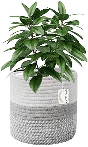 Cesto per Piante Corda di Cesto cotone intrecciata Decorazione vaso di fiori da interno portabiancheria pieghevole Cesto portaoggetti per uso domestico