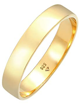 Kuzzoi Herrenring (4.5 mm) Handgefertigt, Bandring für Männer aus 925 Sterling Silber vergoldet, Ehering Verlobungsring Freundschaftsring, Basic Herren Ring poliert, Ringgröße 60, 0602911121_60