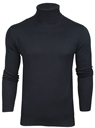 BRAVE SOUL Men’s Jumper High Neck Knitted Long Sleeve Winter Sweatshirt Pullover Top for Men - Midnight Navy - Medium