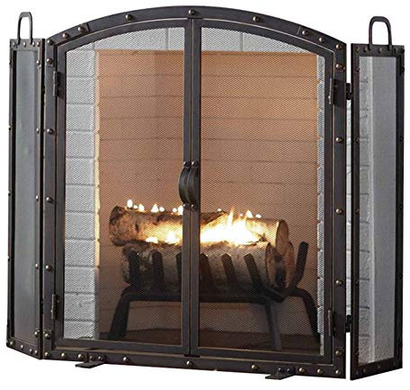 Modern Fireplace Screen With Doors, Large Flat Spark Guard Fire Screens, Outdoor Metal Decor Mesh Solid Baby Safe Proof Fire Place Panels, Black (Color : Black) needed