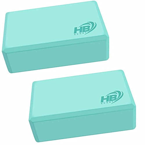 Vetrineinrete® Mattoncini yoga 2 pezzi blocchi in schiuma eva blocco supporto per esercizi pilates stretching leggeri 120 gr (Verde acqua)