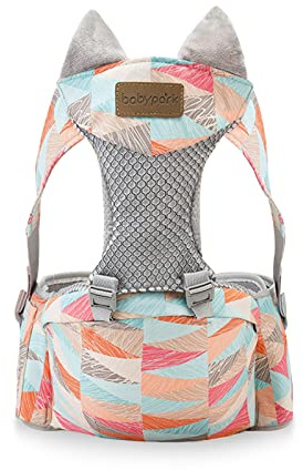 SONARIN Andningsbar höftsits bärsele, multifunktionell lätt midjepall babybärare höftsits ergonomisk barnbärare ryggsäck framdel i 0-36 månader (geometri)
