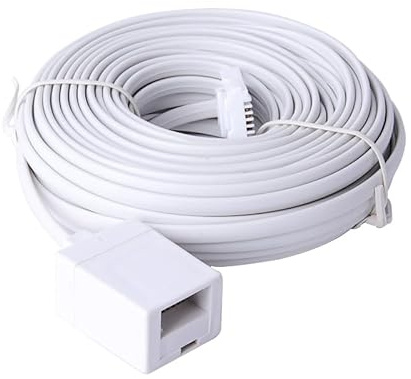 ERHUO 15m BT to Extension 4 wire Flat Home Telephone Phone Cable Lead Cable Extension Cable for UK Landline Phone Cord Home & Office Fax (15m)