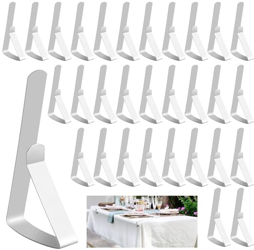 LWMTT Pinzas Sujeta Manteles, 30 Piezas Pinzas para Mantel de Exterior de Acero Inoxidable, Sujeta Manteles Ajustable, Pinzas Sujeta Manteles para Jardín Cocina Oficina Restaurante Boda Fiesta