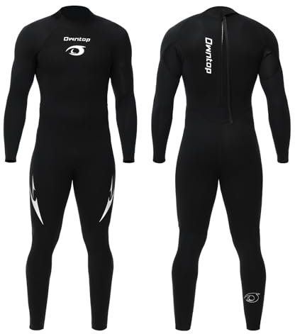 Owntop Herren Neoprenanzug 3/2mm - Vorderer Reißverschluss Voll Tauchanzüge, Stretch Pro Neopren-Nassanzug Thermische Volle Länge Tauchhaut zum Surfen Schnorcheln, Herren Schwarz XL