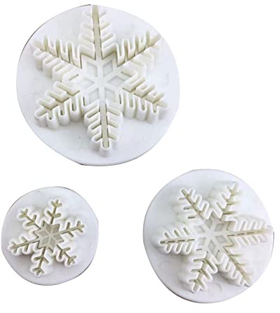 HUANIZI 3pcs Snowflake Cookie Cutters Baking Mold Pastry Plunger 3D Stamp Die Fondant Cake Decorating Tools