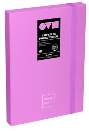 Grafoplas - Carpeta Archivadora de Proyecto, Lomo 3cm, Tamaño Folio, Tapa Rígida, PolyFoam, Resistente y Ultraligero, Color Lavanda, Colección Unequal Minimal, Ideal para Documentos Escolares