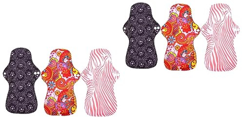 SEWOART 6piezas Compresas De Menstruación Reutilizables De Lavables y Absorbentes Diseño Broches Para Seguridad Para Abundante Confección y Agradable