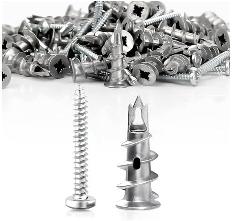 60 Pièces Cheville Placo Charge Lourde, Cheville Placo a Visser, Vis Autoforeuse Placo, Cheville Placo avec Vis, Chevilles pour Placoplatre, Chevilles À Cavité pour Béton, Briques, Plaques de Plâtre