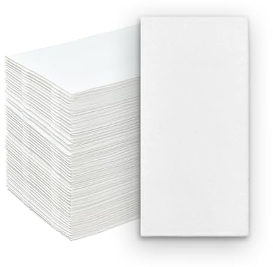 Faliuepe White Napkins Disposable Hand Towels Linen Feel Disposable Dinner Napkins 12 x 17 Guest Hand Towels for Bathroom, Wedding or Event-100 Pack