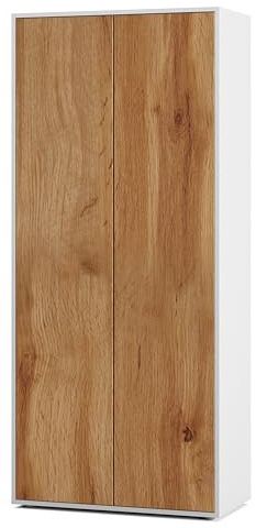 SIMPLYFURN Armadietto per Ufficio Amira T00 | Armadio per Documenti e Multiuso | Weiß & Rovere Wotan | 180x80x40 cm | Push-to-Open per Ufficio