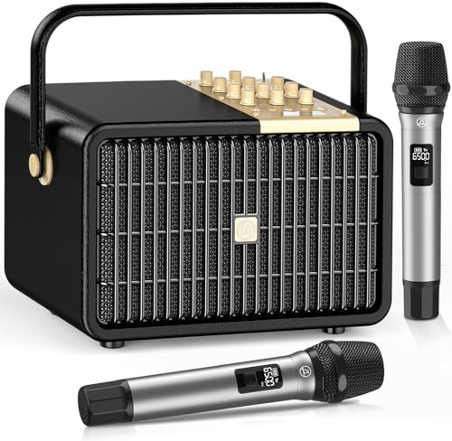 SUPNIU L400 Máquina de Karaoke Profesional con 2 Micrófonos Inalámbricos UHF, Altavoz Bluetooth PA de 320W Pico para Fiestas en Casa, Bodas, Eventos al Aire Libre y Navidad