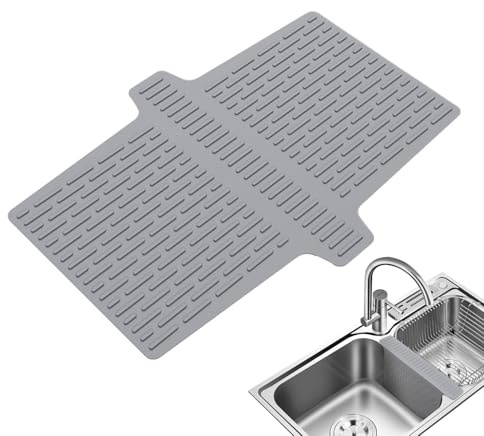 Alfombra de fregadero de cocina, separador de fregadero para cocina | Estera protectora dividida para escurrir el gabinete, cristalería, vajilla, secado del grifo de baño, organización de la