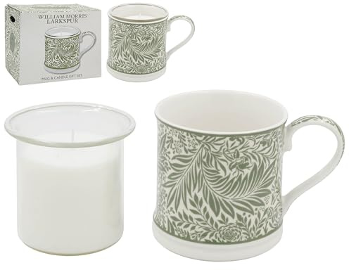 The Leonardo Collection William Morris 350ml Larkspur Candle Gift Set for Women & Men - White Tea AF | Lovely Decorative Accessories for Home Decor | Aromatherapy Large Scented Candles