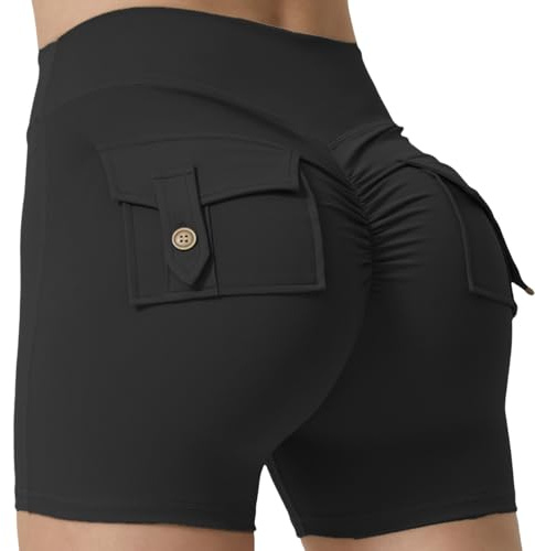 Ldabrye Pantalones cortos elegantes para mujer, absorción de sudor, suaves, transpirables, con levantamiento de cadera, pantalones cortos de ejercicio abdominal, pantalones cortos deportivos flexibles