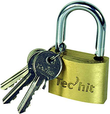 Tec Hit 428025 Vorhängeschloss Messing 25 mm, 3 Schlüssel