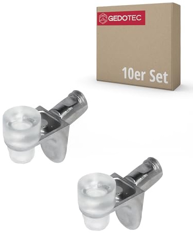 Gedotec Regal-Bodenträger Metall Regal-Halter Küche Regalstifte für Glas-Böden & Holz-Böden - Defence | Regal-Halterung zum Einstecken | Bohrloch Ø 5 mm | 10 Stück - Fachbodenträger Stahl vernickelt