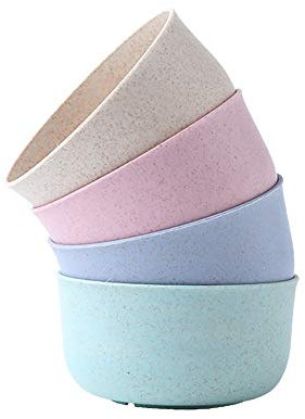 Yicare Lot de 4 grands bols à céréales coupelle plastique incassables résistant aux chutes, passe au lave-vaisselle, au micro-ondes pour salade, soupe, nouilles