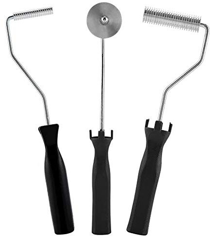 Kit de Rodillos de Fibra de Vidrio, Juego de Rodillos de Fibra de Vidrio Rodillo de Laminación de Burbujas de Aleación de Aluminio Mango de ABS Herramienta de Paleta de Burbujas(Juego de 3 piezas)