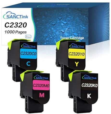 SANCTink Wiederaufbereitet Toner für Lexmark C2320K0 C2320C0 C2320M0 C2320Y0, MC2325adw MC2325 MC2425adw MC2425 MC2535 MC2535adwe MC2640adwe Laserdrucker(Schwarz Cyan Magenta Gelb)
