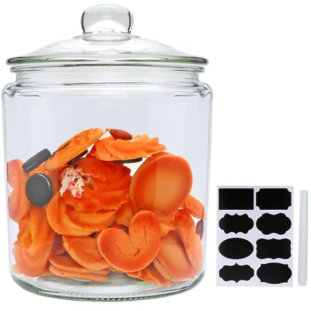 Maredash 1 Gallon Glass Canister, Cookie Jar & Candy Jar with Airtight Lid, Large Food Storage Container for Buffet, Coffee & Flour, Laundry Room Storage & Pantry