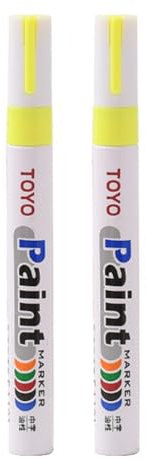 Worparsen Lot de 2 marqueurs de peinture pour pneus de voiture, moto, pneu - Jaune