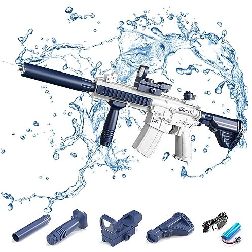 Electric Water Gun Powerful Long Distance Up to 10 M Range,Automatic Water Gun That Can Hold Water Bottles,Full Auto Water Pistol for Adults Kids Boys Girls Summer Outdoor Beach Pool Party