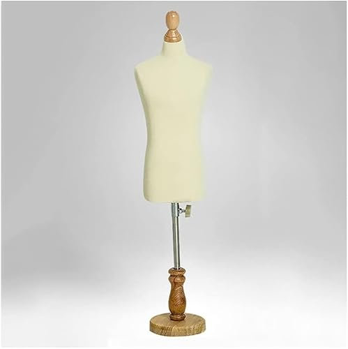 DZYHFCO Mannekäng för män skräddare dummy modell justerbar höjd kroppsdockor tredimensionell rund bas halvlängd skurk undervisningsverktyg modevisning (storlek: Byst 42 cm)