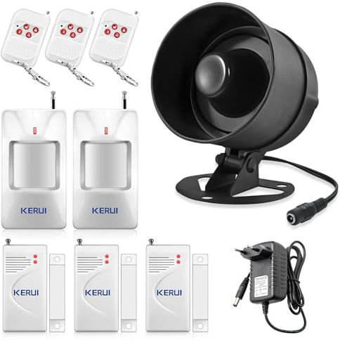 Alarmanlage Haus, Alarmanlage Wohnung 115dB mit 3 Türalarm 2 Bewegungsmelder Alarm 3 Fernbedienung 1 Siren, Fenster Einbruchschutz Abschreckung Alarm für Fensteralarm, Garage