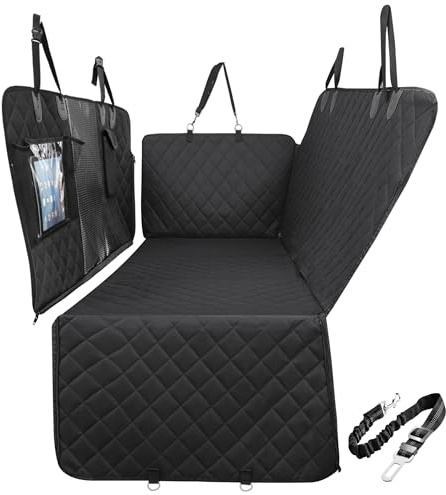Gimars Funda Coche Perro, 157*137cm Impermeable y Antidesliante Funda Perro Coche, Protector Asiento Trasero Coche Manta Perros con Malla Visible, Cremallera Cubierta Frontal Extraíble para SUV Camión