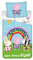 Jerry Fabrics Peppa Wutz Kinderbettwäsche Leuchtmotiv mit Luzie Locke, Zoe Zebra, Playmates Busy Having Fun! Regenbogen Bettdecke 140x200 + Kopfkissen 70x90 cm, 100% Baumwolle