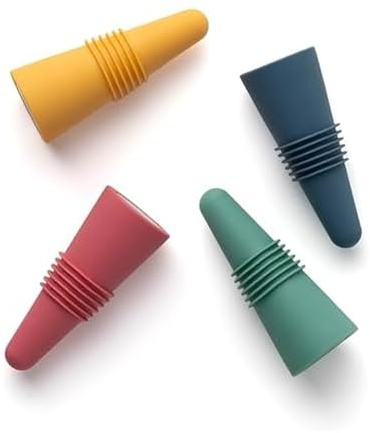 Rabbit Wine Stoppers and Beverage Bottle Stoppers, Silicone Set of 4