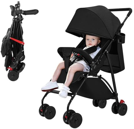 Sinbide 0–3 och ett halvt år barnvagn upp till 15 kg, bärbar resevagn, lätt sittvagn, liggposition för nyfödda, kompakt hopfällbar barnvagn