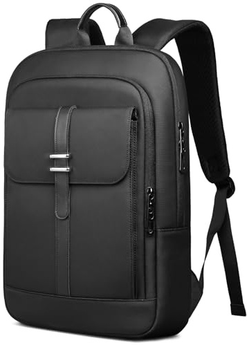 Mochila Portátil para Hombre y Mujer Mochila Ordenador Ligera y Delgada para 15,6'' Laptop Mochila Elegante Antirrobo para Negocios Trabajo Oficina Escolar Estudio Diario Viaje Ocio-Negro