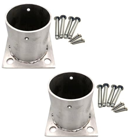 Soporte para poste 2 Piezas Buzón Redondo Base De Acero Inoxidable, Reparación De Poste De Cerca Soporte De Poste Y Base De Anclaje De Poste De Cubierta Para Porche Hormigón(Dia 60mm)