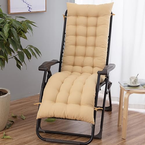 Generico Cuscini per Sedie A Sdraio da Giardino, Cuscino per Lettino Prendisole Relax con Cinghia Relax Imbottito Portatile per Prendisole da Giardino Sedia A Dondolo Panca,Beige,48 * 155cm