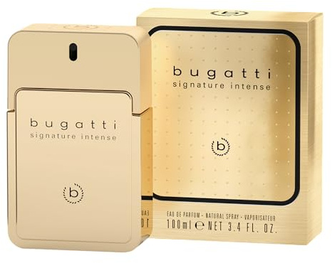 bugatti signature intense Parfüm Herren 100ml I Würzig-ambriertes Eau de Toilette für goldene Momente I Parfum Herren mit Nuancen von Leder, Safran, Amber, Moschus & Vanille I Markantes Männer Parfüm