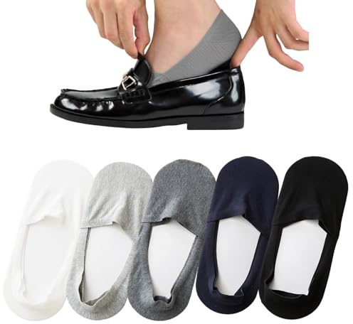 SOKA One :Les chaussettes invisibles qui tiennent en place Hommes Femmes - 5 Paires Coton Élastique 38-44 - Chaussettes Courtes Respirantes Antidérapantes pour Mocassins et Baskets