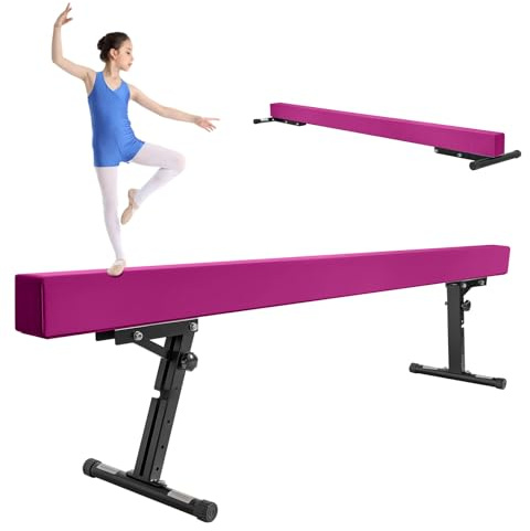 LN COZY CORNER Gymnastics Beam with 5 heights Adjustable 8ft Balance Beam Home Gym Equipment for All Gymnastic (Purple)