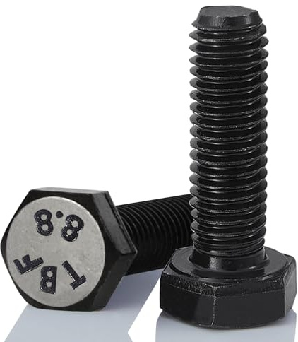 Joamang M12-1.75 x 25mm 6Pcs Hex Bolts, Hexagon Head Screw, 8.8 Grade Alloy Steel, Black Oxide Finish, Metric Full Machine Thread